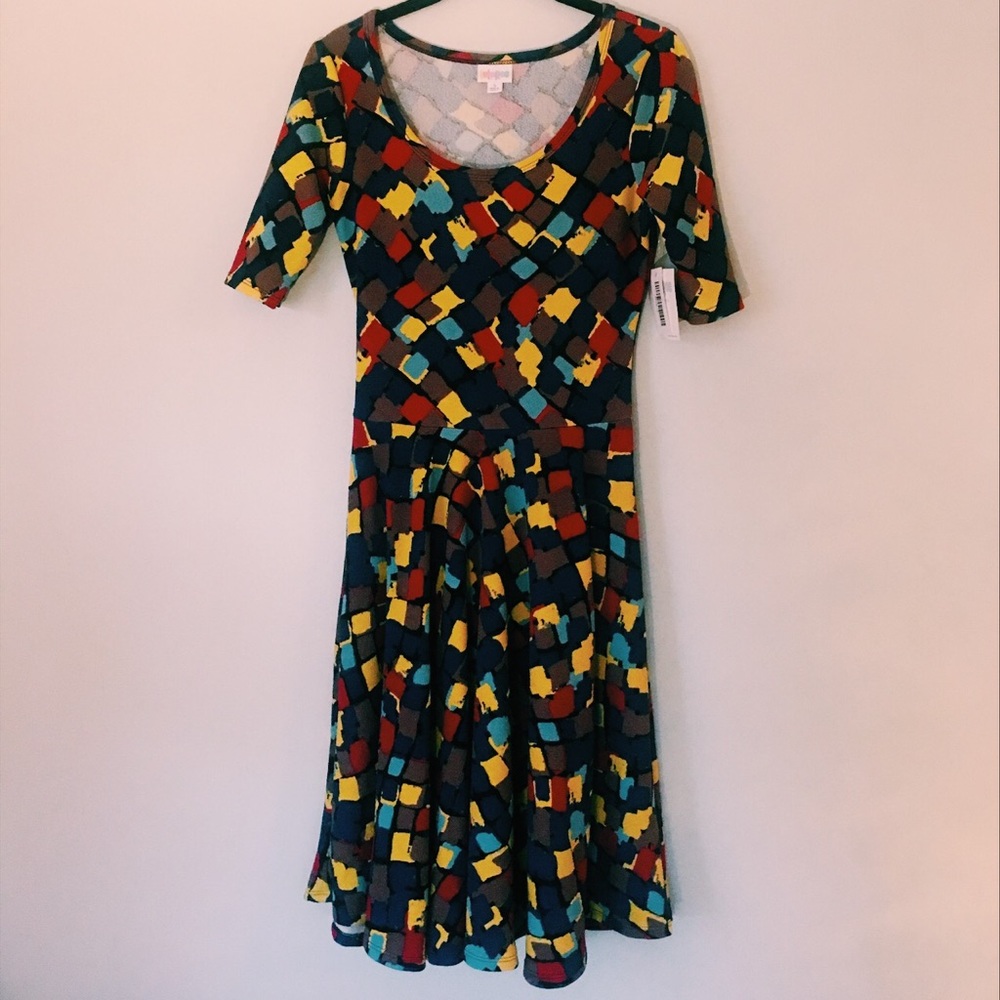 LuLaRoe colorful patchwork dress